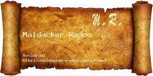 Maldacker Rados névjegykártya